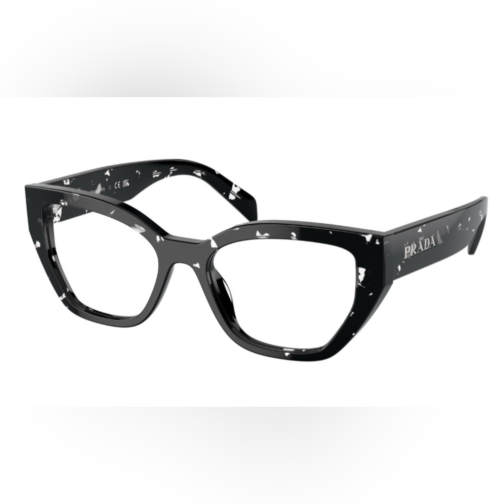 Prada Women's Black and Clear Patterned Glasses